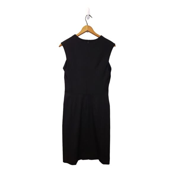 MM Lafleur Black Midi Shift Dress with Front Hem Slit Size 10 Classic Neutral - Picture 2 of 11